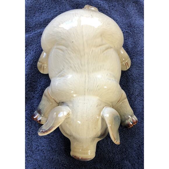 Pig Ceramic White Shiny Glazed Finish Farmhouse Decor 12" X 8.5" - Picture 5 of 7